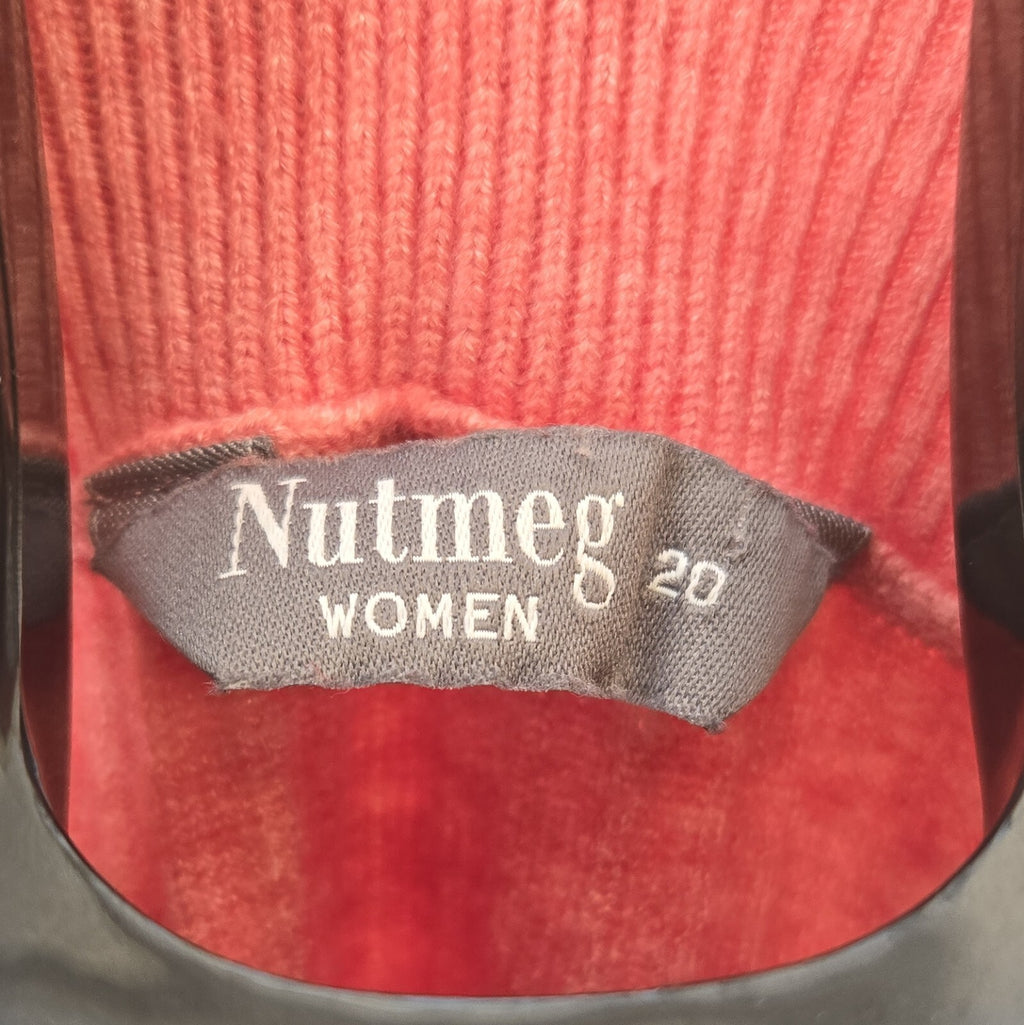 Nutmeg Womens Pink Rib-Knit Boat Neck Long Sleeve Pullover Jumper Size 20