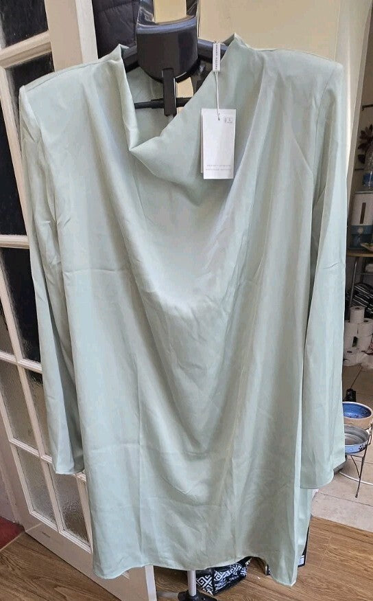 Pretty Lavish Green Cowl Neck Long Sleeve Pullover Blouse Top Womens 2XL