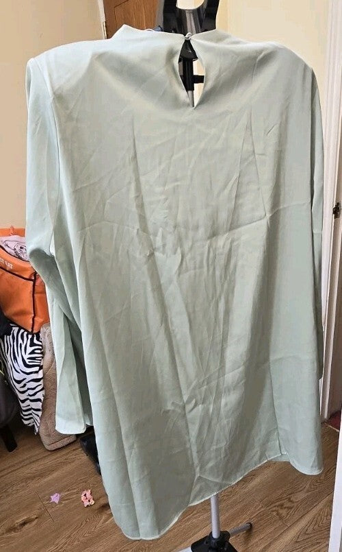 Pretty Lavish Green Cowl Neck Long Sleeve Pullover Blouse Top Womens 2XL