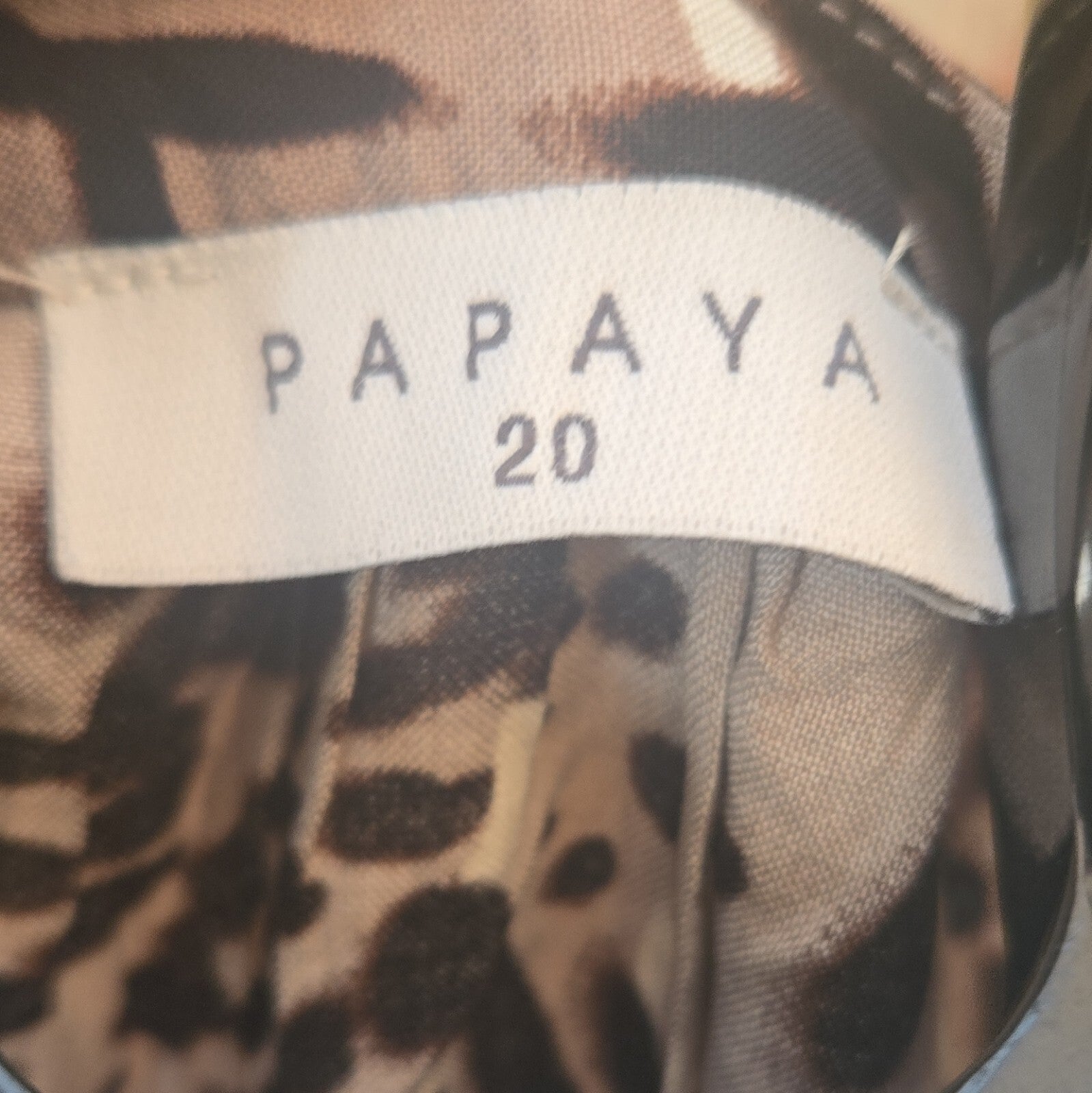 Papaya Beige Black Leopard Animal Print V-Neck Long Sleeve Button Blouse 20