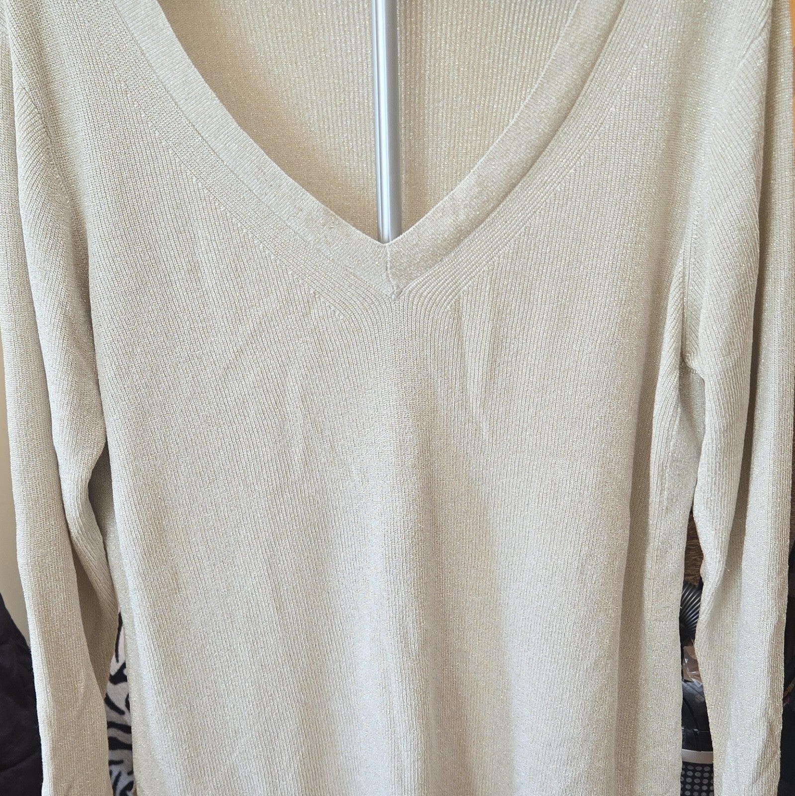 Studio Cream V-Neck Long Sleeve Knit Pullover Jumper Womens Regular XL