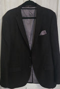 Williams & Brown Men's Black Single-Breasted Two-Button Suit Jacket Blazer