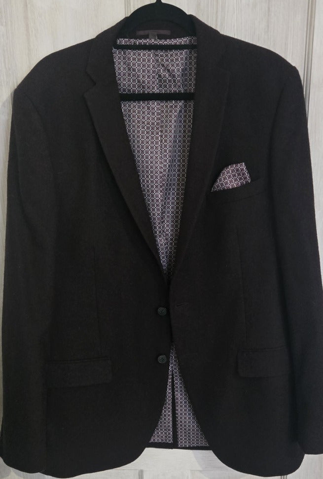 Williams & Brown Men's Black Single-Breasted Two-Button Suit Jacket Blazer