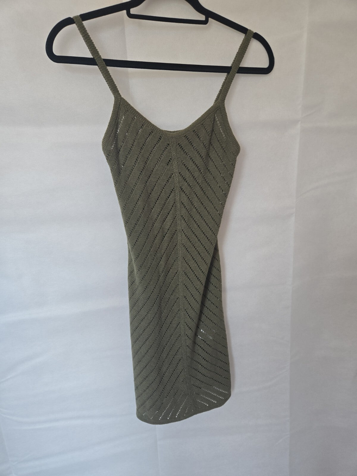 New Look Girls Khaki Crochet Knit Dress Age 12-13 NWOT