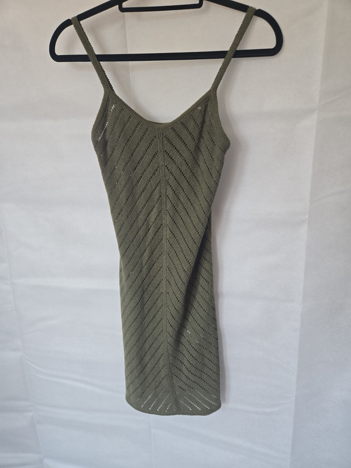 New Look Girls Khaki Crochet Knit Dress Age 12-13 NWOT