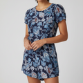 Womens Blue Paisley Print Short Sleeve Romper Playsuit Size 8