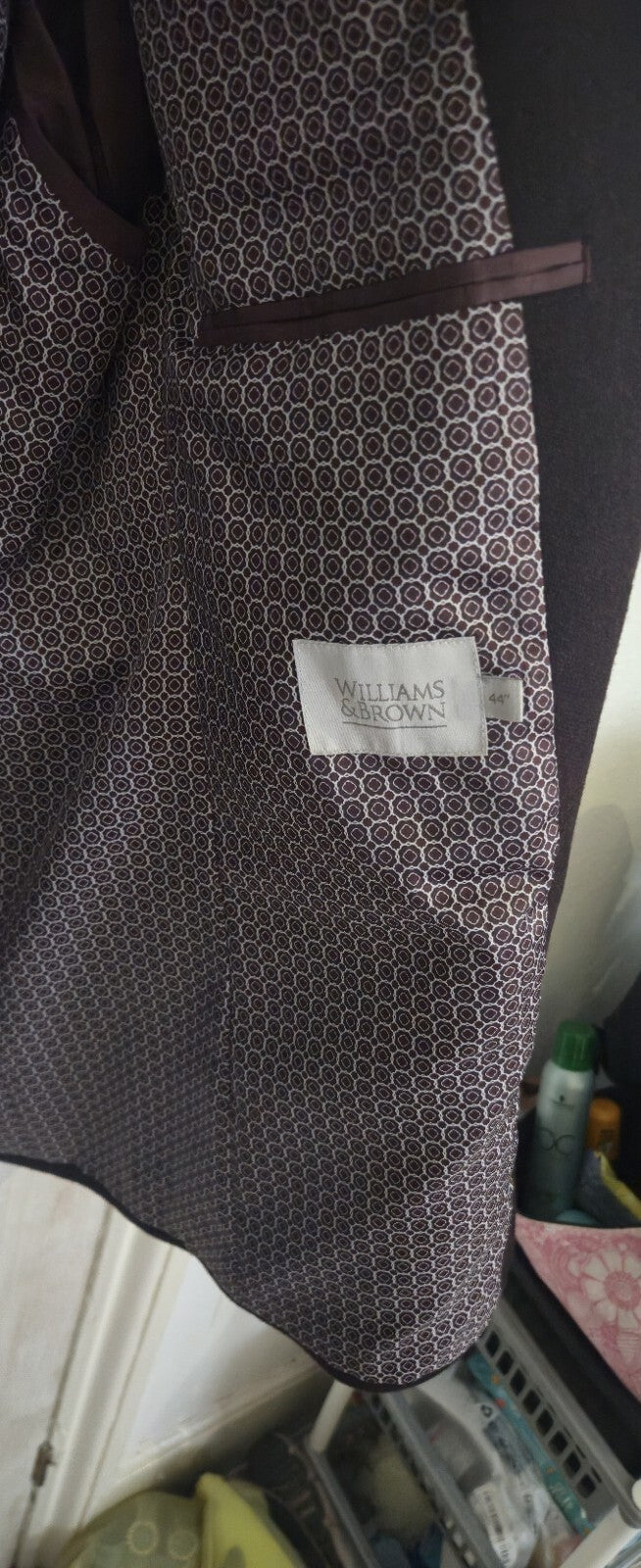 Williams & Brown Men's Black Single-Breasted Two-Button Suit Jacket Blazer