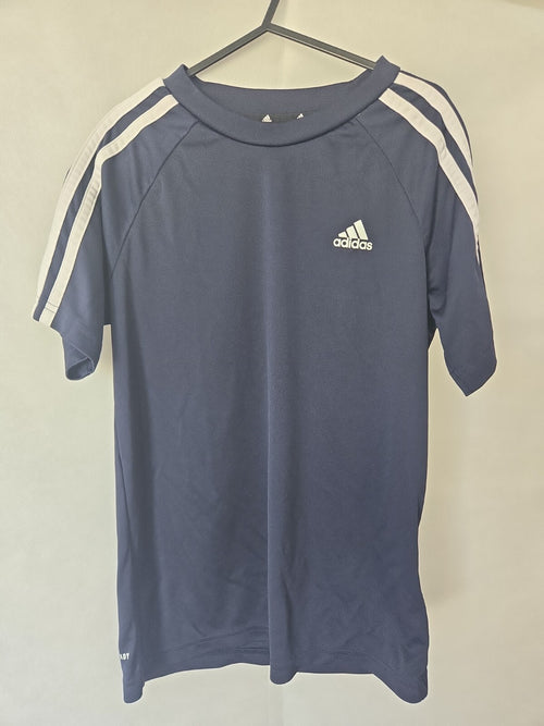 Adidas 3-Stripes Navy T-Shirt Boys Age 9-10 Kids Sports Top