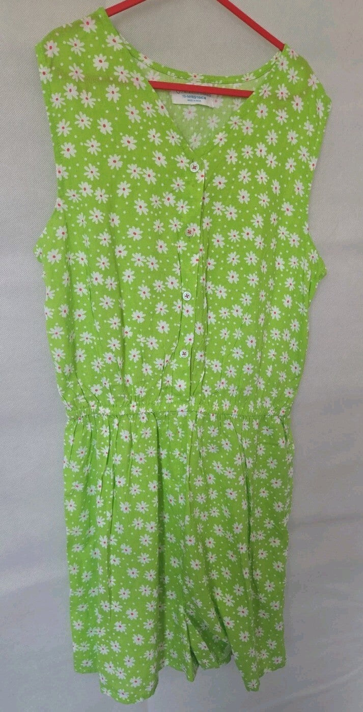 Primark Girls Lime Green Daisy Dress Age 13-14 NWOT