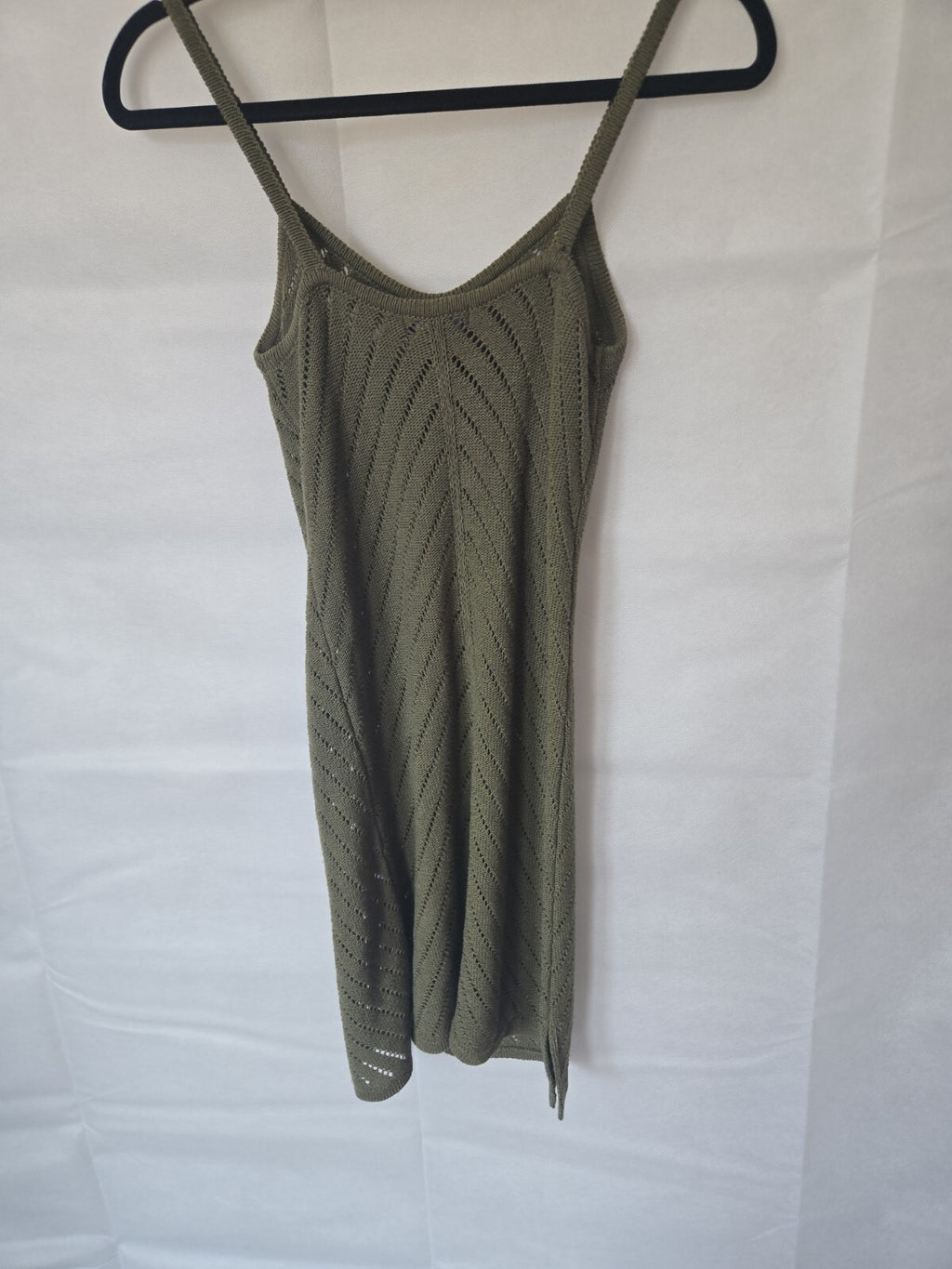 New Look Girls Khaki Crochet Knit Dress Age 12-13 NWOT