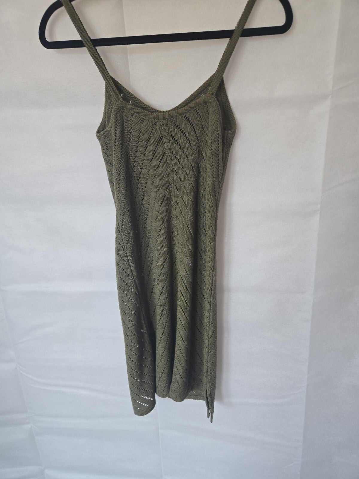New Look Girls Khaki Crochet Knit Dress Age 12-13 NWOT