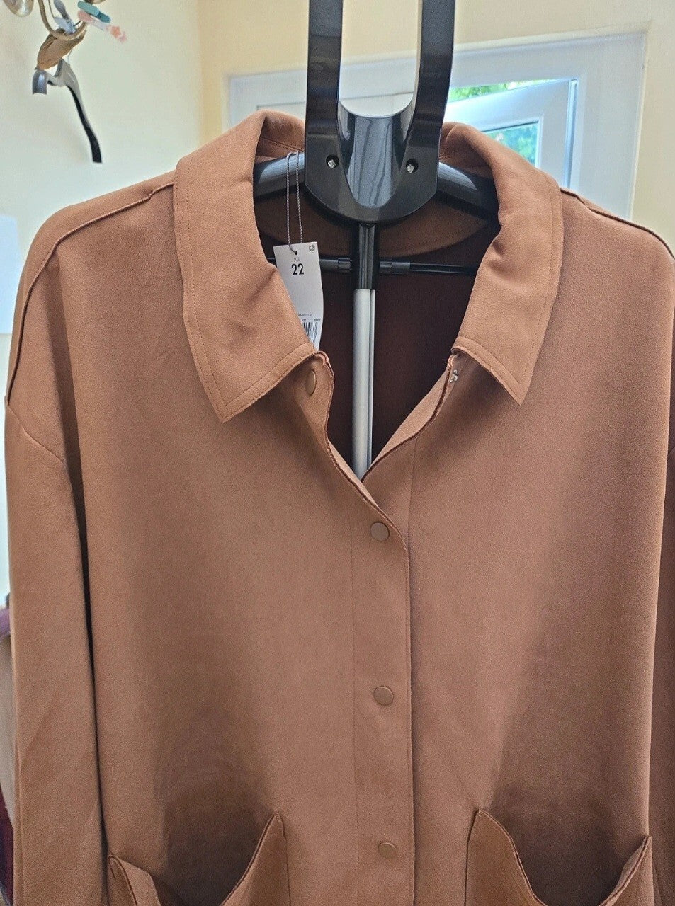 Papaya Womens Brown Short Polyester Snap Front Jacket Pockets Size 22