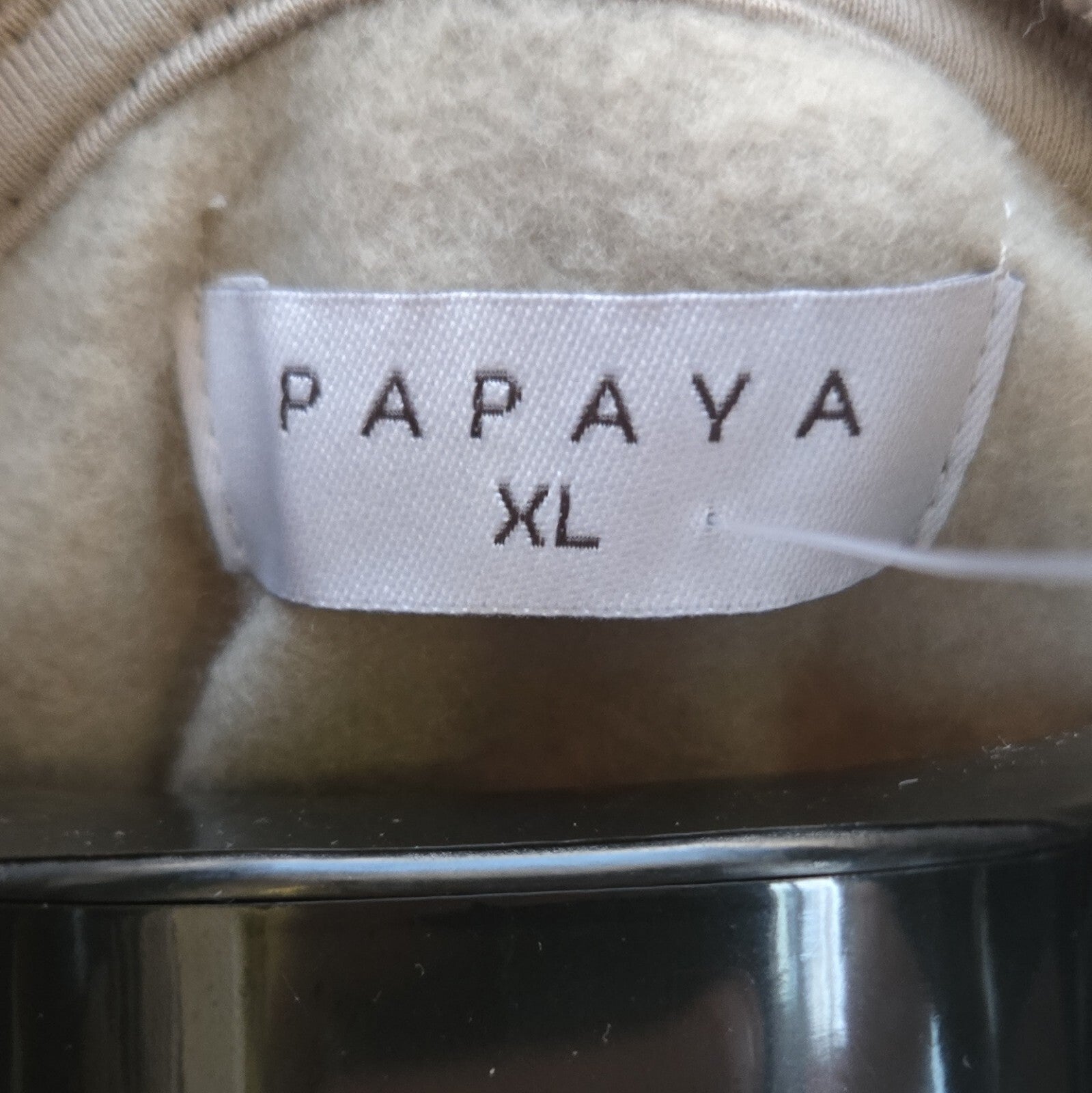 Papaya XL Beige Fleece Crew Neck Oversized Sweatshirt Embroidered Fleur