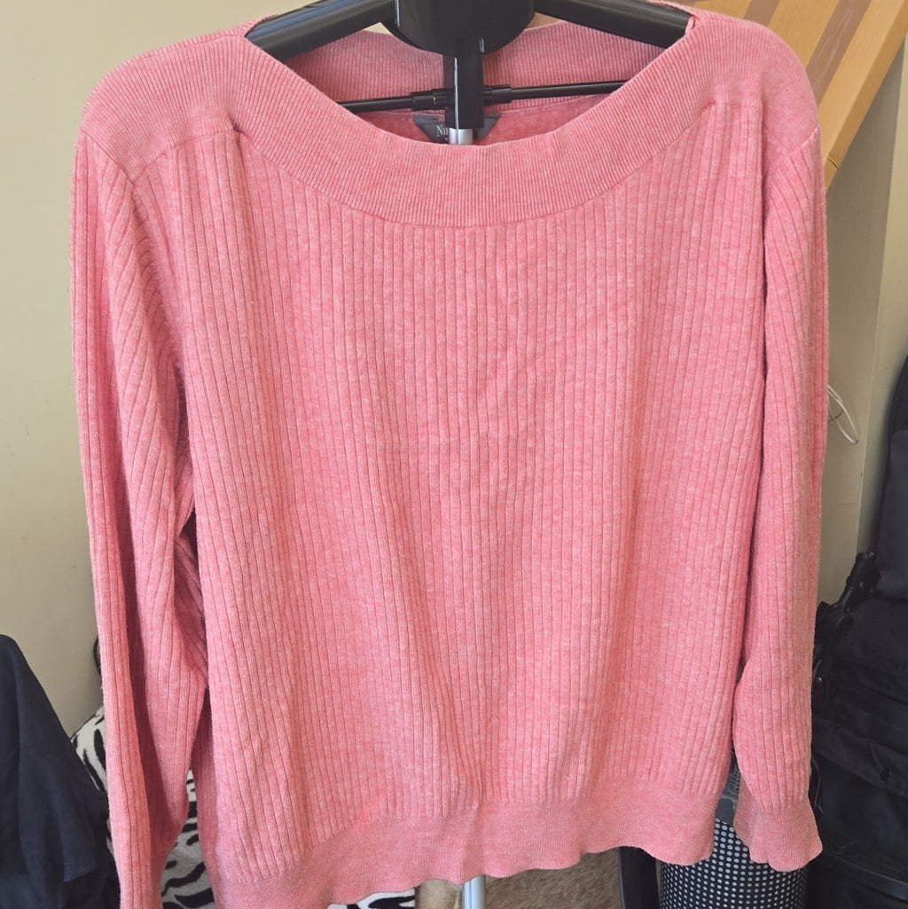 Nutmeg Womens Pink Rib-Knit Boat Neck Long Sleeve Pullover Jumper Size 20