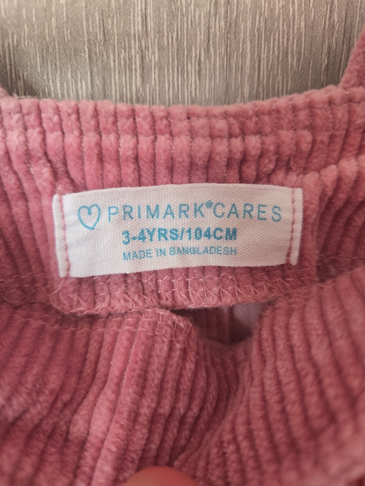 Primark Girls Corduroy Pinafore Dress Aged 3-4yrs Pink