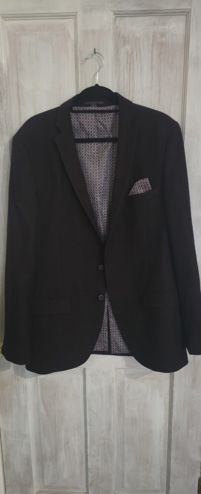 Williams & Brown Men's Black Single-Breasted Two-Button Suit Jacket Blazer