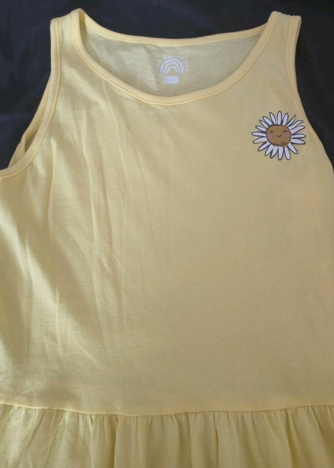 F&F Girls Yellow Daisy Sleeveless Skater Dress Age 12-13