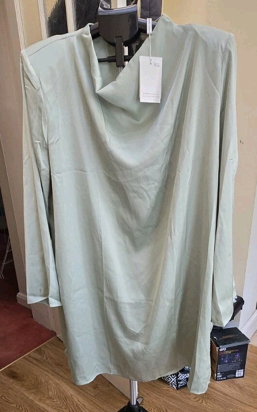 Pretty Lavish Green Cowl Neck Long Sleeve Pullover Blouse Top Womens 2XL