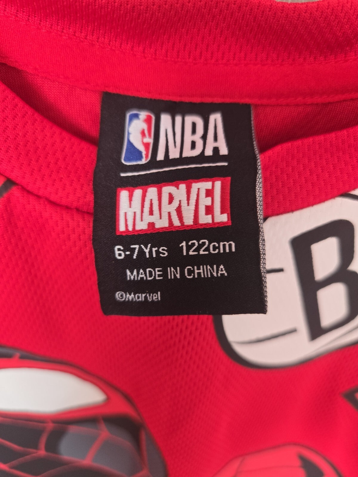 Marvel x NBA Spider-Man All-Over Print Boys T-Shirt Age 6-7 Red