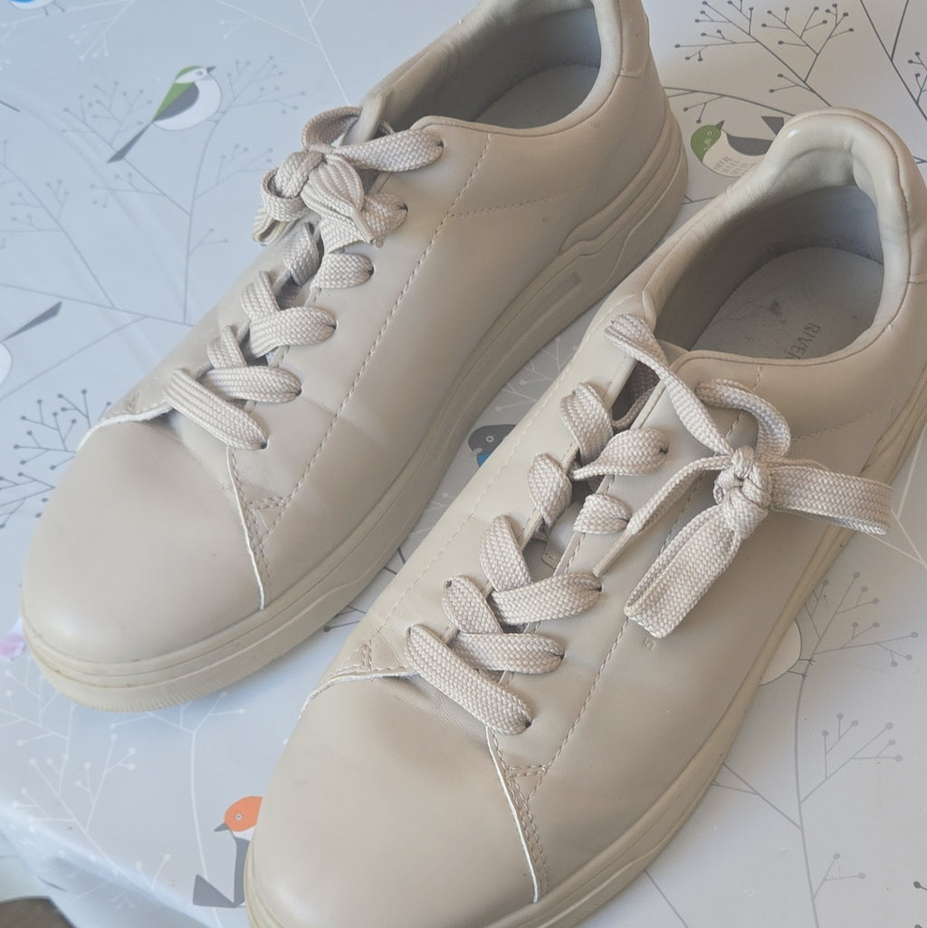 River Island Men's Beige Low Top Lace-Up Trainers Sneakers UK 10 Casual
